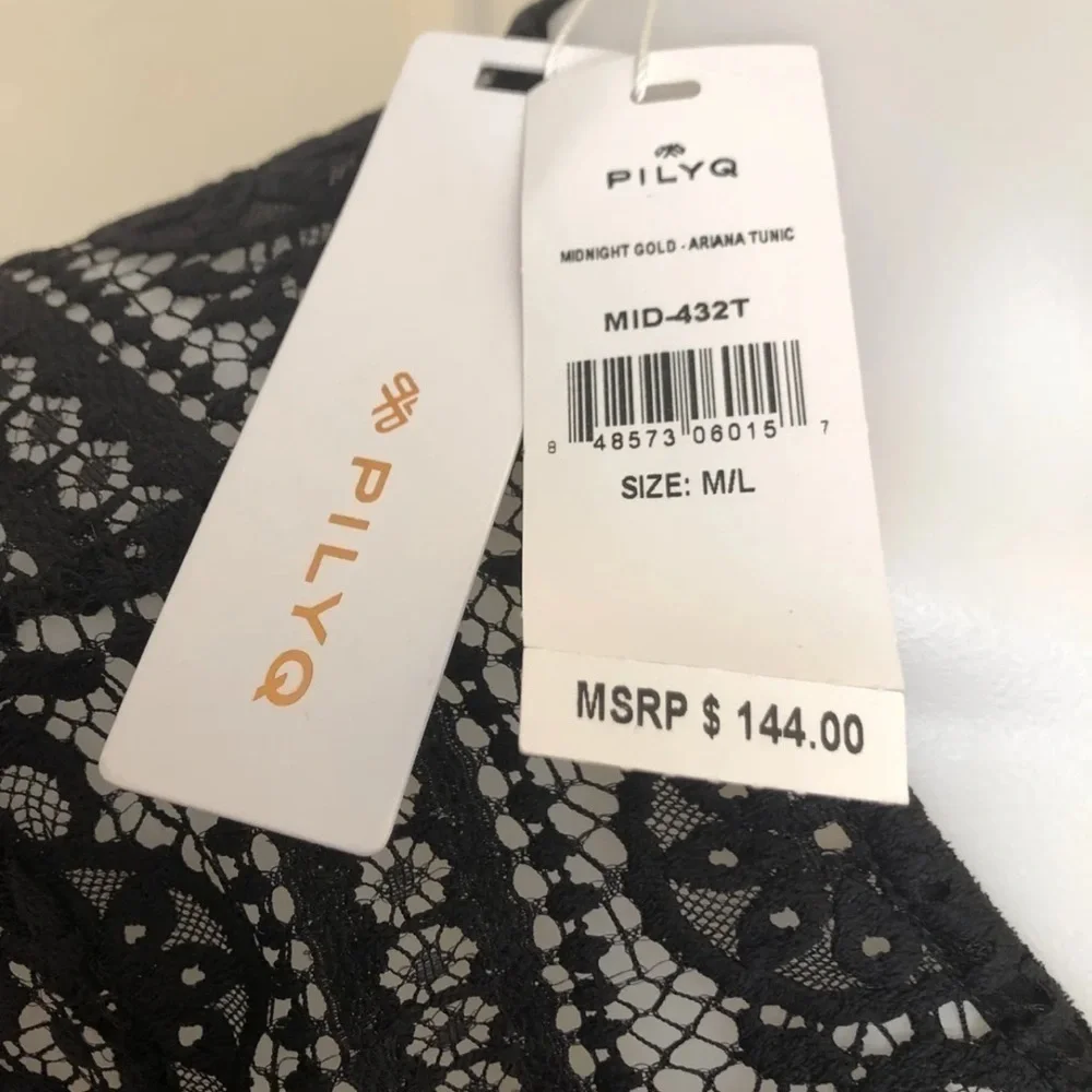 PILYQ Ariana Cover Up Tunic MID-432T Black Midnight Gold XS/Small {$144}